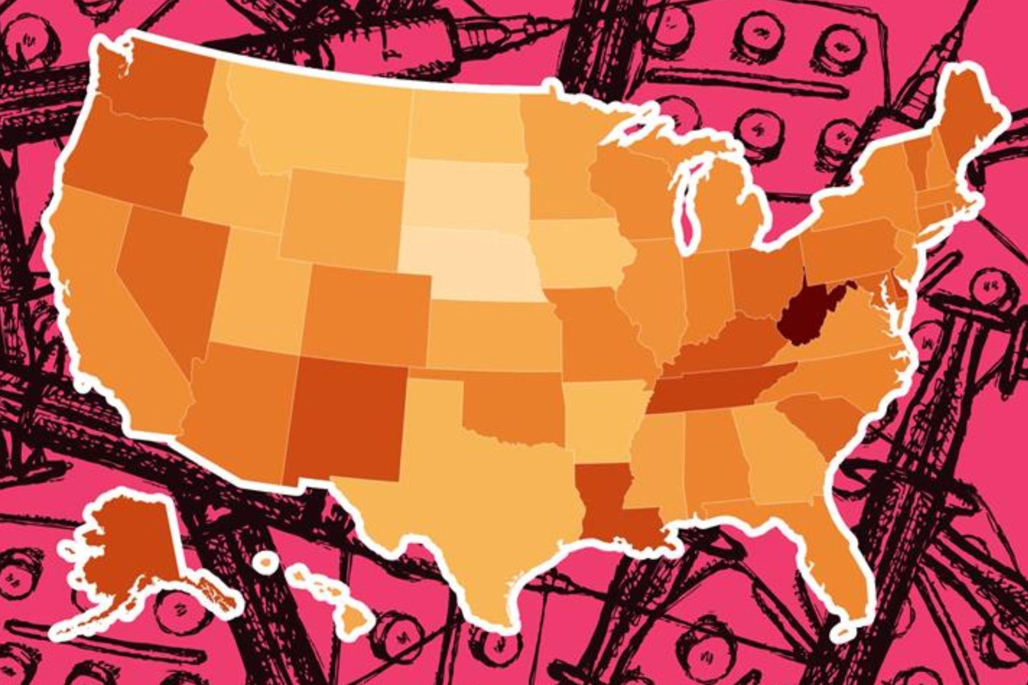 Map Shows States With the Most - Map Showing Us States Fatal Overdoses 2048x1365 