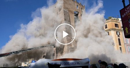 Medieval Tower Partly Collapses in Rome