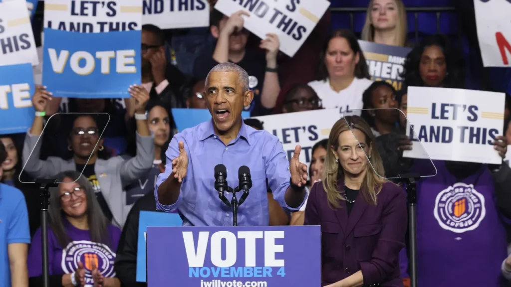Obama’s presence and Trump’s policies consume 11th hour rally to keep NJ blue