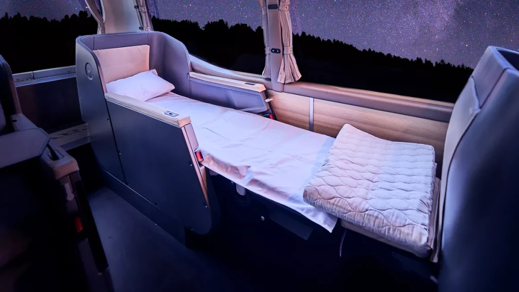 Luxury night buses with lie-flat seats have landed in Europe