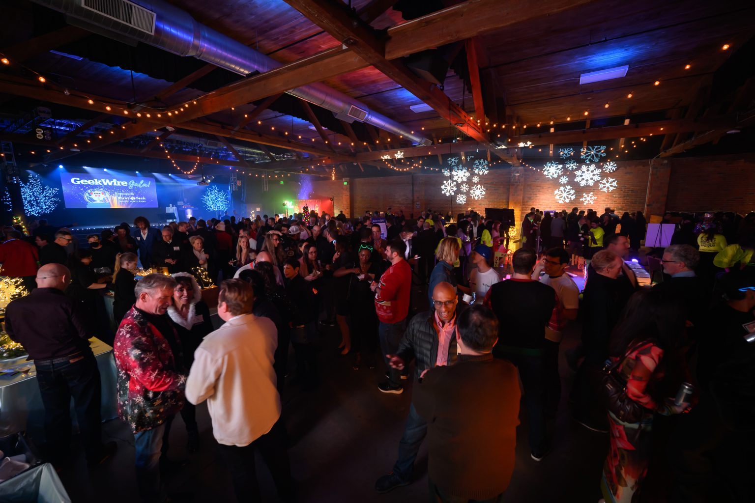 Humans and robots party together in Seattle at our geeky holiday celebration