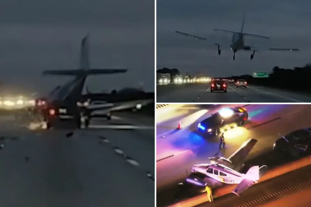 Jaw-dropping video shows plane crashing into car on Florida Interstate, injuring driver