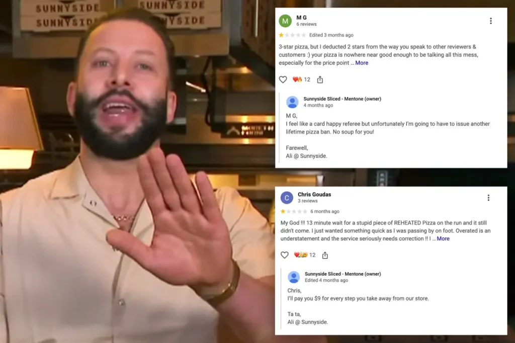 Pizzeria owner defends ‘sassy’ replies to bad reviews as he goes viral