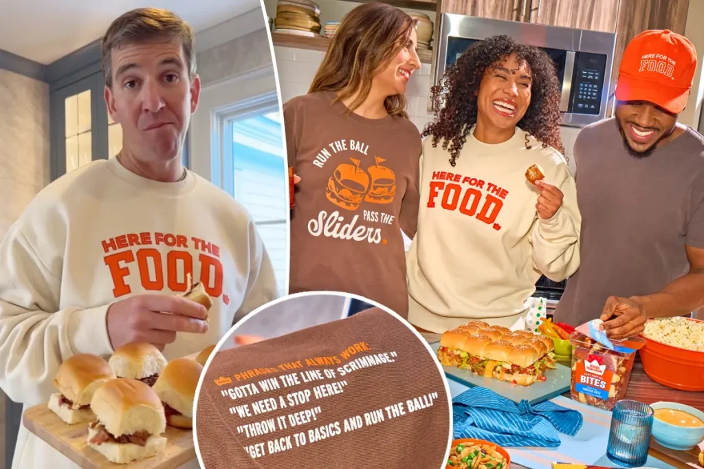 Eli Manning and King’s Hawaiian unveil Super Bowl swag for fans who don’t care about sports — complete with football ‘cheat sheet’ sleeves