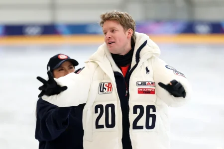 Evan Bates’ 1-Word Reaction to Jack Hughes’ Gold Medal Goal Says It All