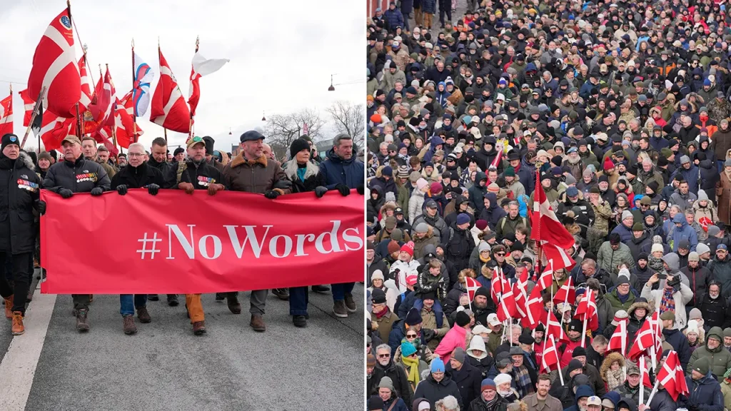 Hundreds protest Trump’s NATO comments and Greenland demands at US embassy in Copenhagen