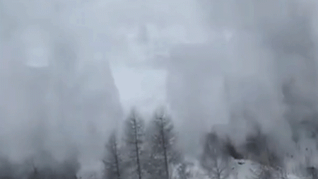 Video shows terrifying moment avalanche slams into passenger train near ski resort