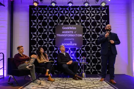 Startups pitch big AI ideas during mini-competition at GeekWire’s ‘Agents of Transformation’