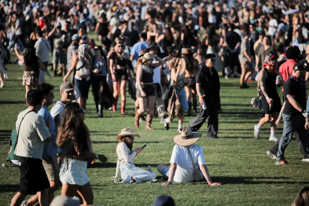 Scantily-clad festivalgoers stuck in Coachella hell in desert heat