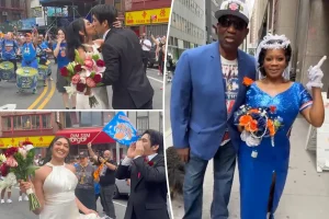 Couple engaged for 53 years finally marry among millions at historic Knicks parade