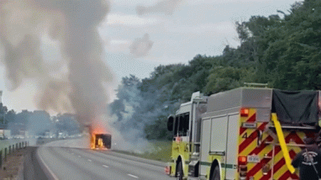Video captures fireworks exploding from burning trailer that shut down Interstate 75