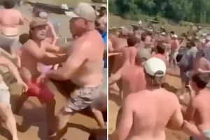 Wild video shows massive brawl on river sandbar: ‘The water and drinking don’t mix’