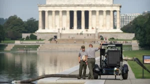 Lincoln Memorial Reflecting Pool drained again as Trump administration resumes repairs