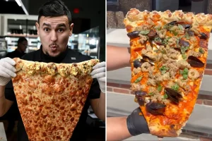 Exclusive | NJ chef goes viral for 3-foot seafood fra diavolo pizza slice
