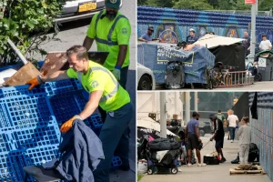 Exclusive | Filthy NYC homeless encampment near tourist-magnet Intrepid Museum still largely intact as Mamdani-imposed deadline comes and goes