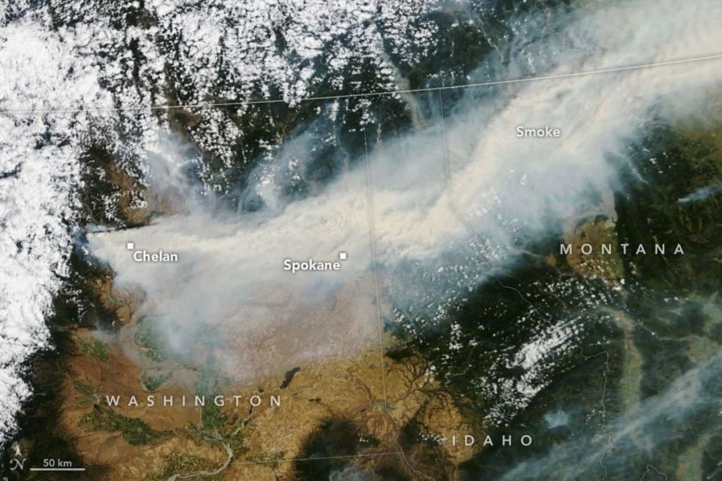 Spokane Fire Satellite Images As Millions Told To Stay Inside