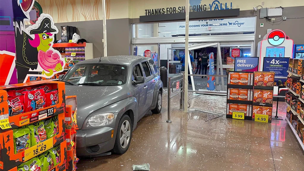 Texas man arrested after ‘intentionally’ crashing into a closed Kroger to use bathroom: cops