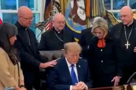 White House defends Trump after archbishop calls prayer moment ‘manipulated’ ahead of midterms